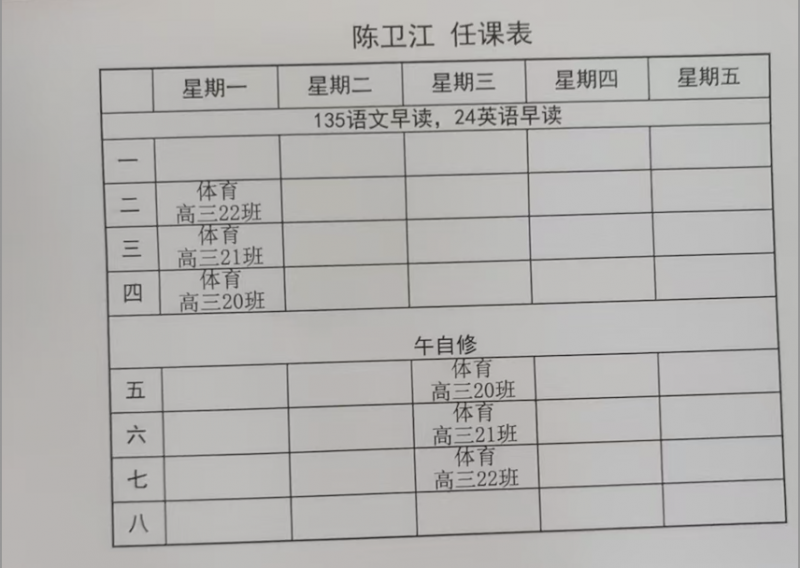 吴江中学2025-2026学年体育老师课表